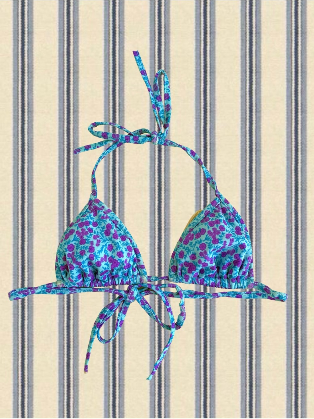 Blue Floral Triangle Bikini Top - Women Intimates & Swim